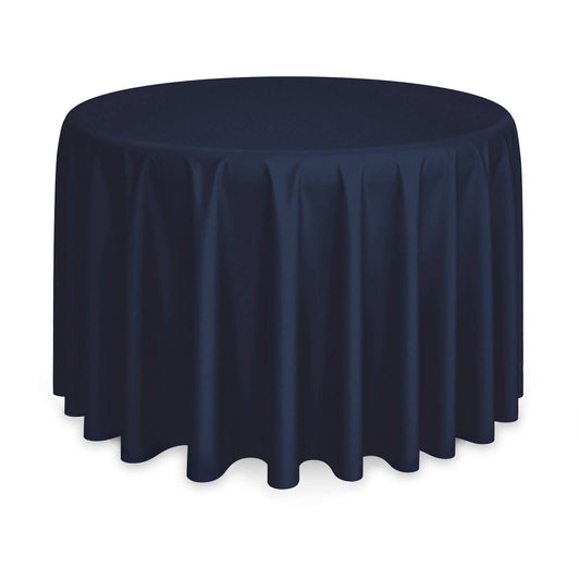 Lann's Linens - 120" Round Premium Tablecloth for Wedding/Banquet/Restaurant - Polyester Fabric Table Cloth - Navy Blue
